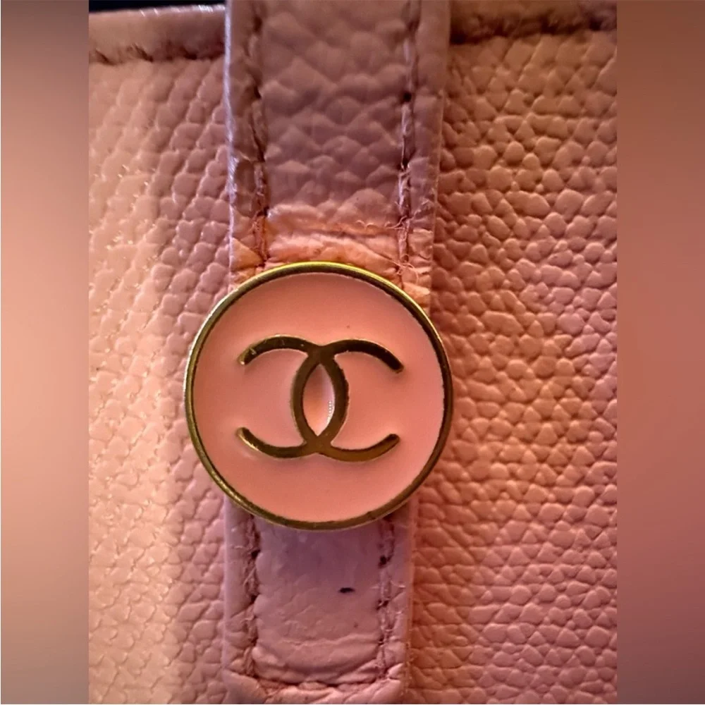 Chanel Pink Grained Calfskin CC Button Long Wallet